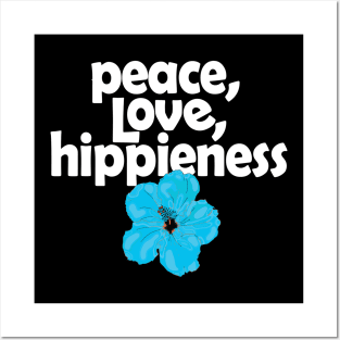 Peace Love Hippieness Blue Hibiscus Posters and Art